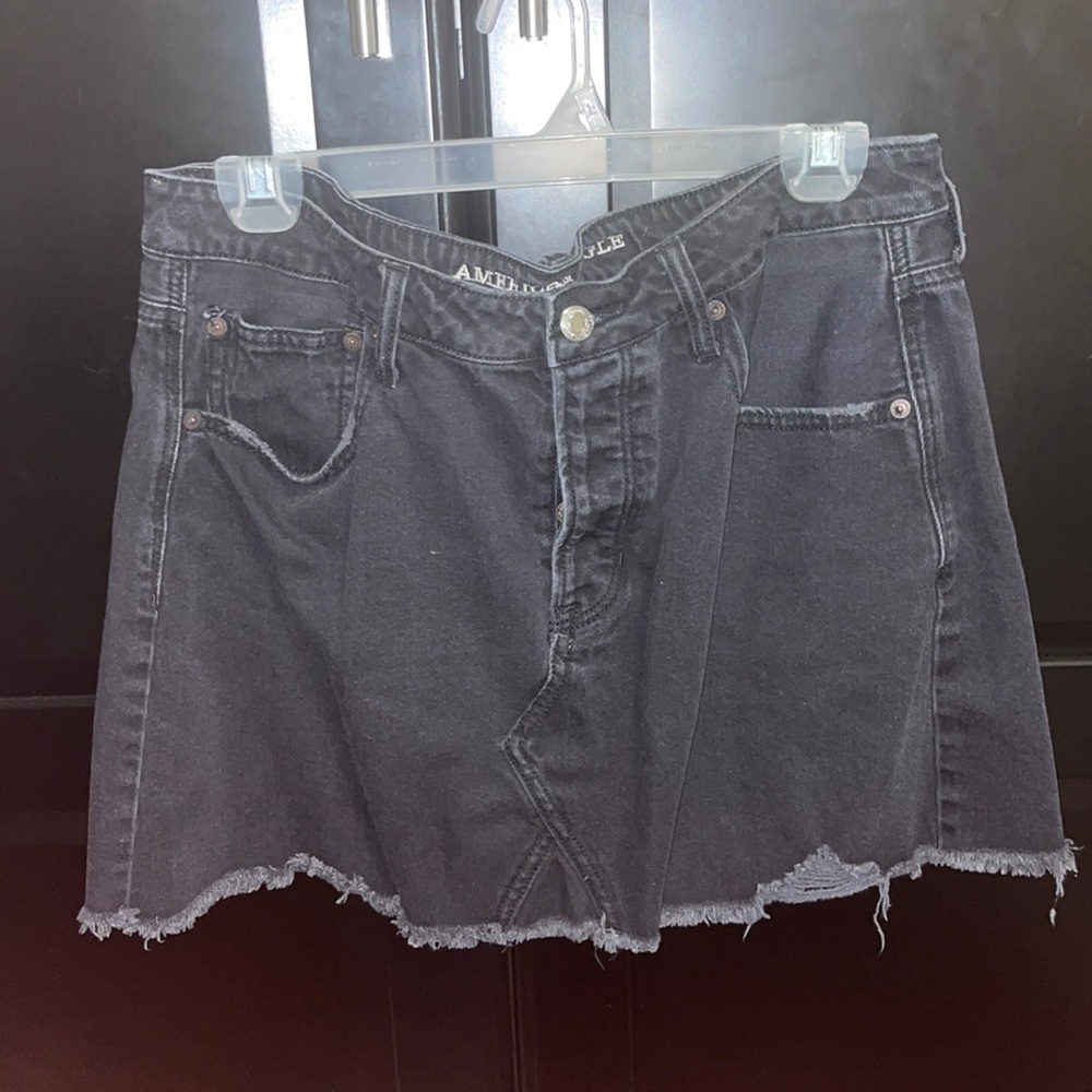 Black Denim Mini Skirt